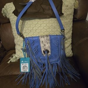 Montana West Blue Fringe Crossbody Bag
